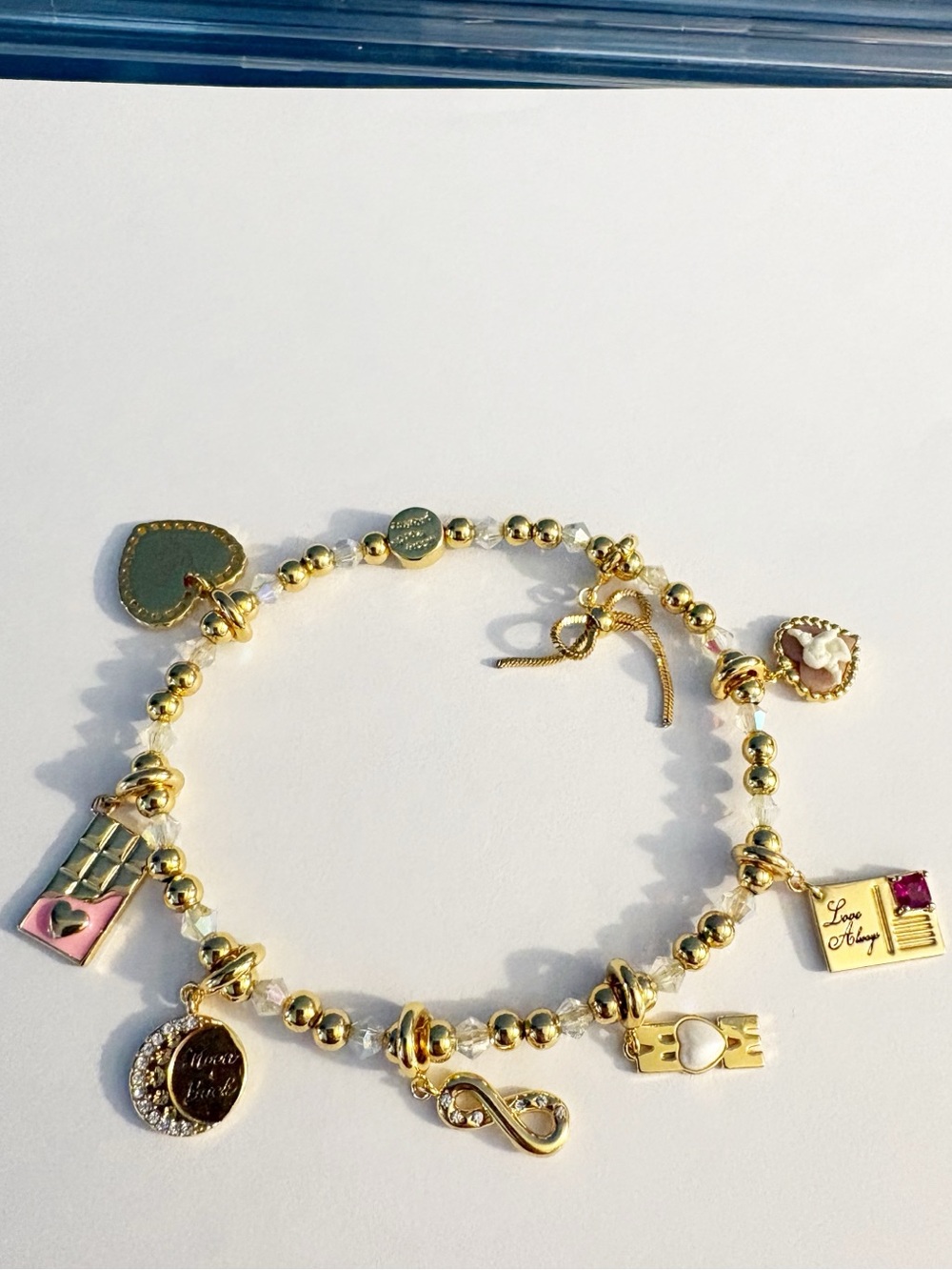 Little word project Charm Bracelet With Gold Heart, Chocolate, Infinity, Love